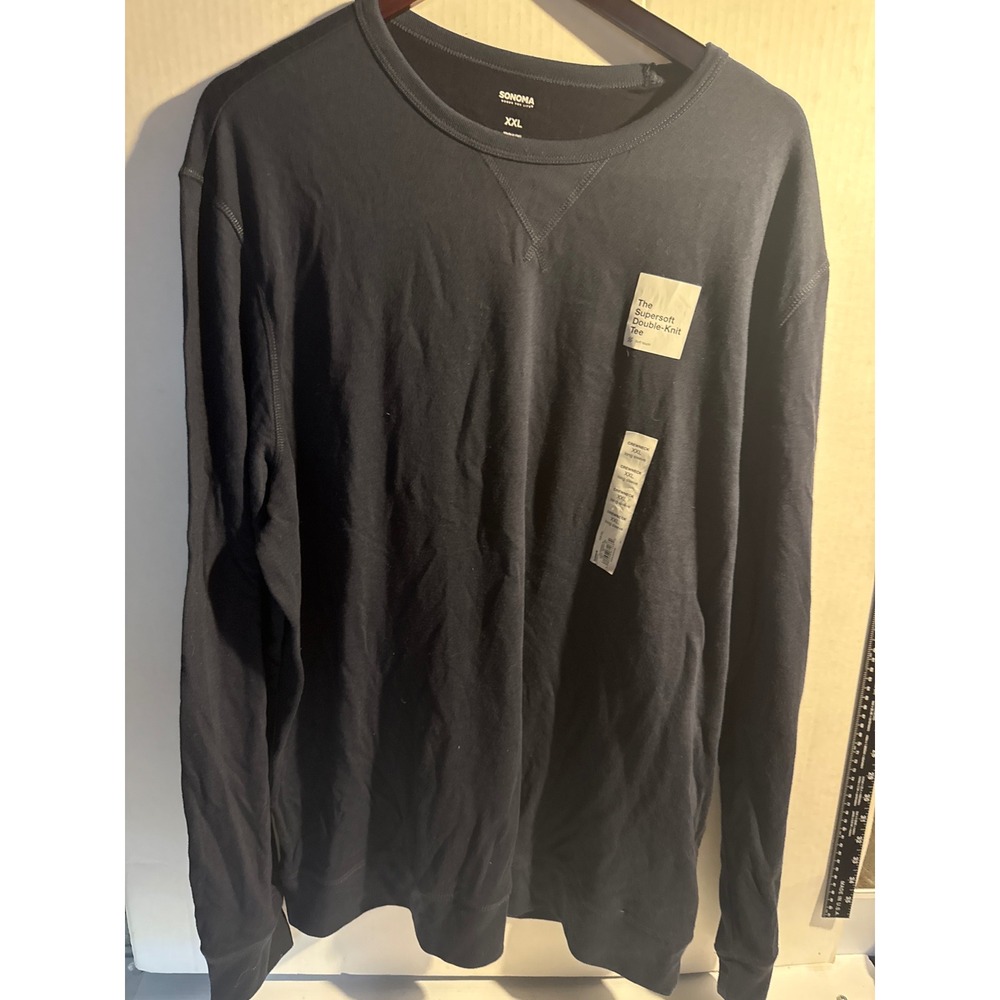 Sonoma Goods For Life Supersoft Double-Knit Tee Mens XXL Long Sleeve Navy Blue